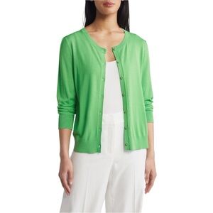 Caslon Cardigan Sweater Green Large